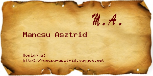 Mancsu Asztrid névjegykártya